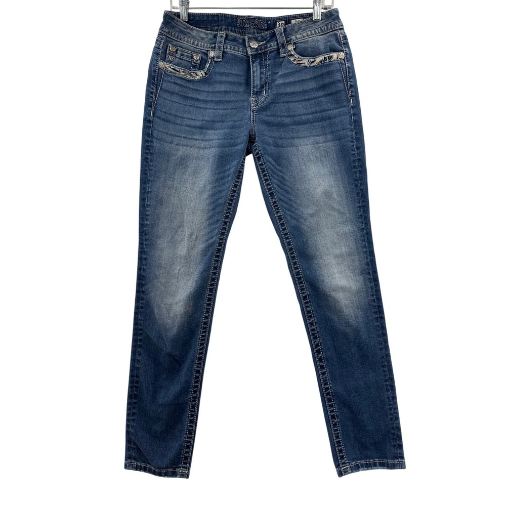 Miss Me Jeans Womens Size 30 Haley Skinny Blue Embellished Pockets K933